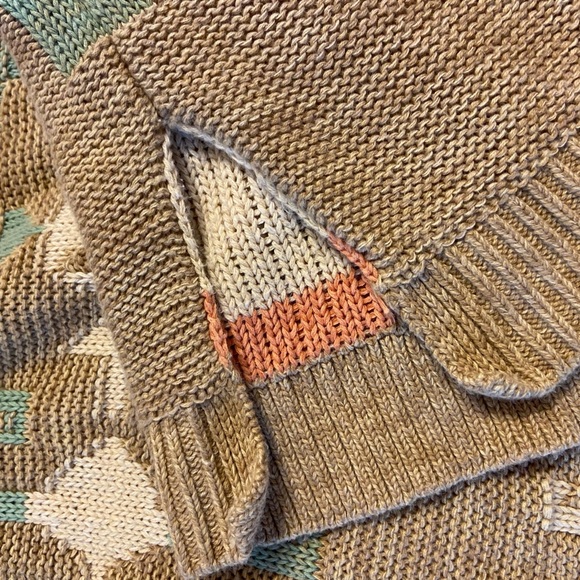 RALPH LAUREN LRL Long Sweater Southwestern Aztec Cotton Linen Blend Size PM - Picture 5 of 6